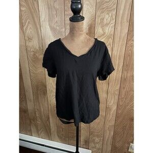 Cloth & Stone Women's Short Sleeve Black V-neck Tshirt Size Small